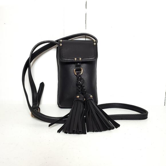 Unknown Handbags - Unbranded Cell Phone Faux Leather Tassel Crossbody Bag